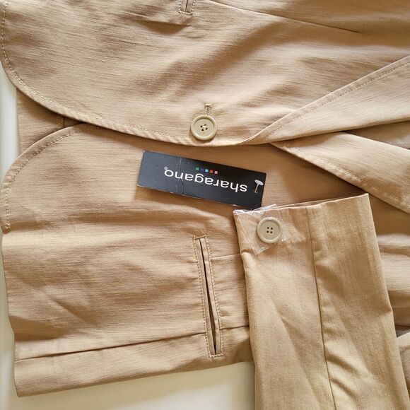 Womams 10 Sharagano Paris Blazer Shoulder Pads Tan Size 10 - Picture 6 of 7